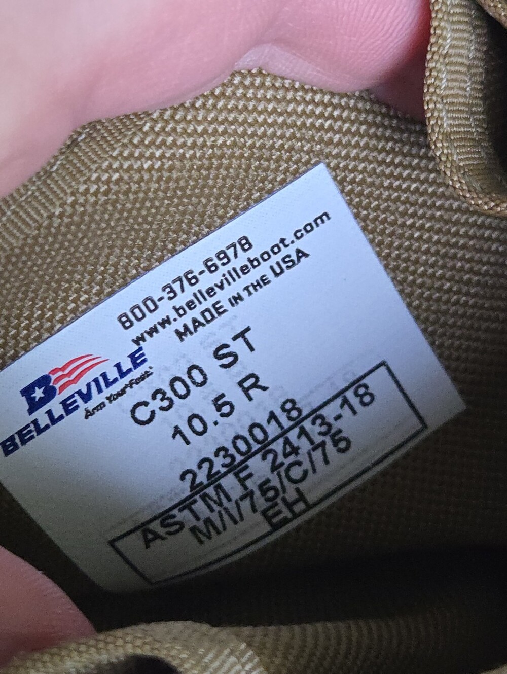 Belleville 8" C300 Hot Weather Steel Toe Boots - Picture 9 of 10